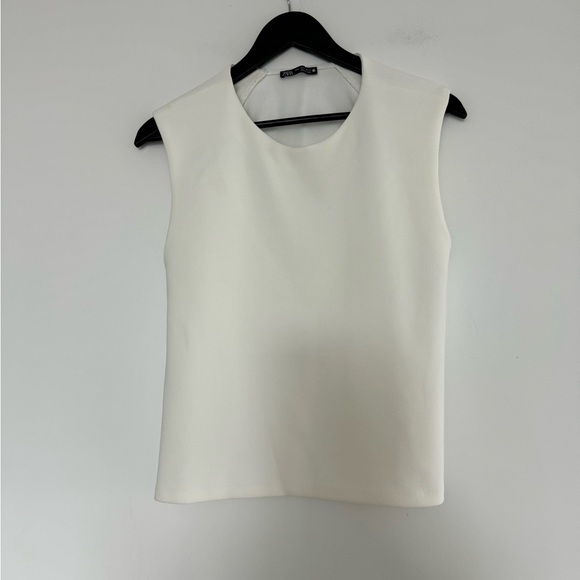 Zara White Shoulder Pad Top with Sheer Back - Picture 3 of 5
